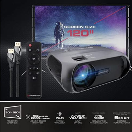 Monster Vision - Image Stream Projector (UP to 120") with screen