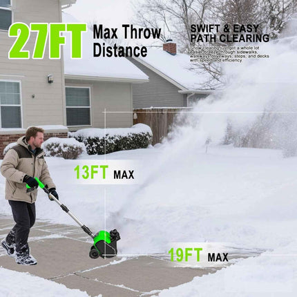 Electric Snow Shovel, 21V Electric Snow Blower with Battery and Charger, 19FT Th