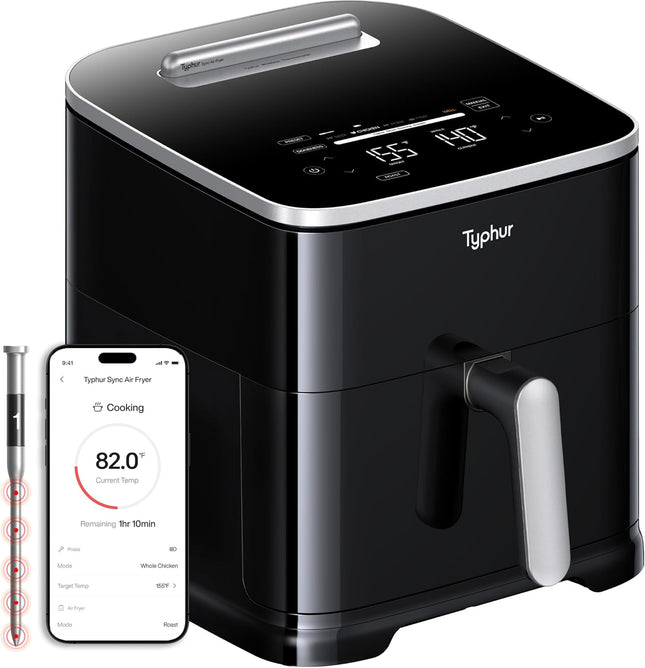 Typhur Sync 8QT Air Fryer with Built-in Wireless Thermometer, 9-in-1 Smart Airfr