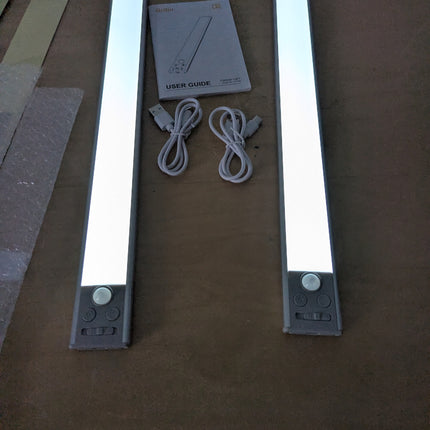 (NO MAGNETS) Gritin 14.7inch Under Cabinet Lighting Rechargeable 2 Pack-3 Color