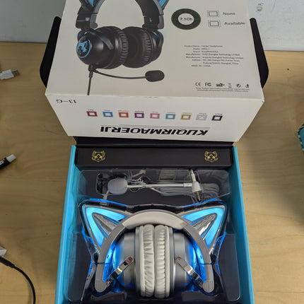 New LED Wireless Cat Ear Headphones (12 Color Changing) with Connectable Attacha