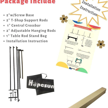 Hopesun Over The Table Rod Stand with Clamps 49-102" Adjustable Metal Balloon Ar