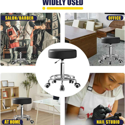 Rolling Stool with Wheels - Ultra Soft Thick Padded Seat, Compact Size, Heavy We