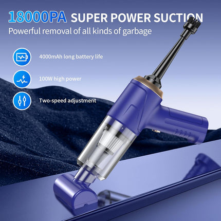 Car Vacuum Portable Cordless 18000PA High Power Mini Vacuum Cleaner 4-in-1 Compr