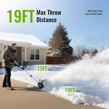 Cordless Snow Shovel, Electric Snow Blower, Battery Power 20V