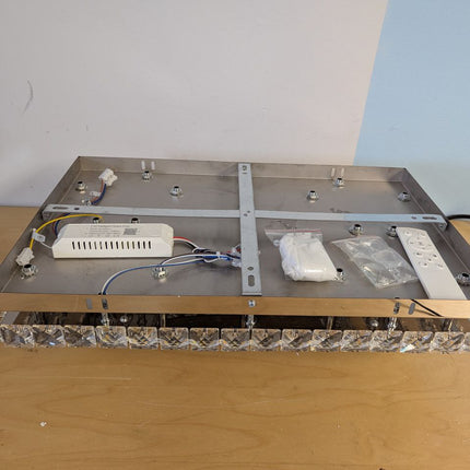 Finktonglan Modern Crystal LED Ceiling Light Fixtures 20” Dimmable Rectangular F