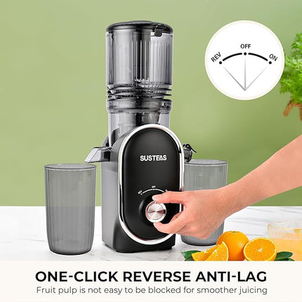 SUSTEAS Cold Press Juicer, 300W, 5.3" Large Feed Chute, 1.5L Capacity