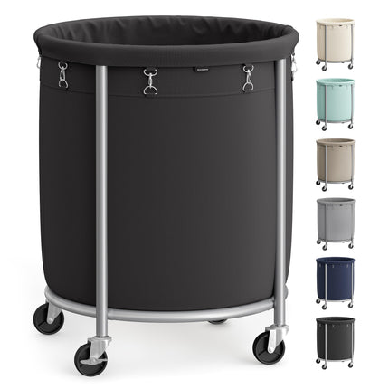 SONGMICS 50.2-Gallon (190 L) Laundry Basket with Wheels, Rolling Round Heavy-Dut
