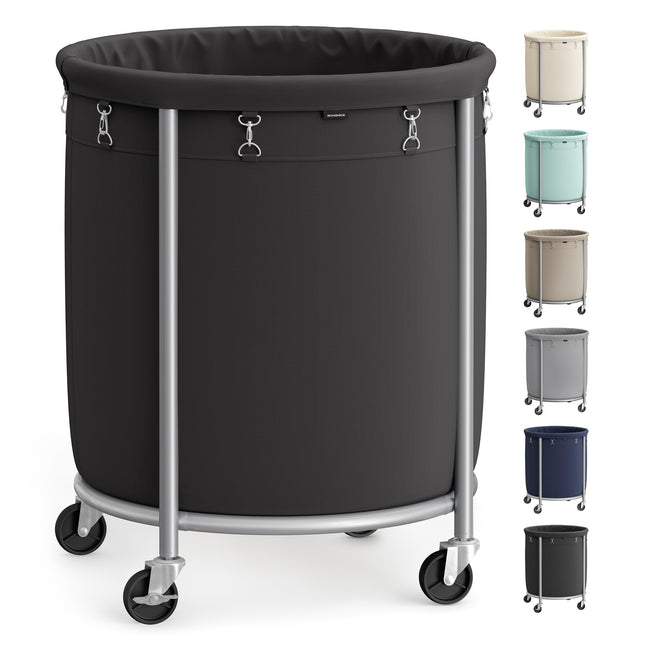 SONGMICS 50.2-Gallon (190 L) Laundry Basket with Wheels, Rolling Round Heavy-Dut
