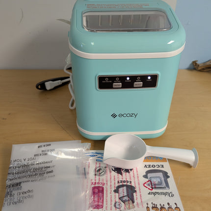 Ecozy Countertop Ice Maker, Portable, Self-Cleaning, 9 Bullet Ice Cubes in 6 Min