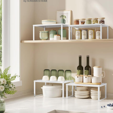 SONGMICS Spice Racks, Set of 2 Metal Cabinet Shelf Organizers, Countertop Organi