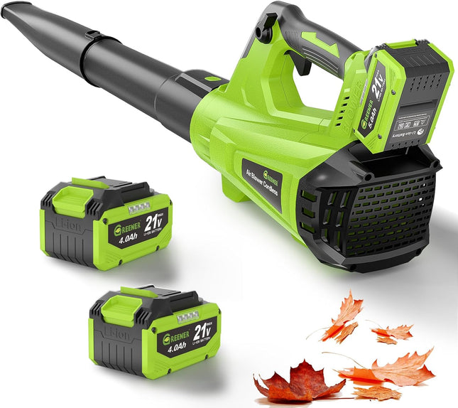 GREENER 21V Leaf Blower Cordless - 460CFM/145MPH Turbo Mode Electric Leaf Blower