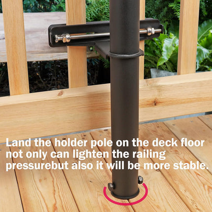 Deck Man Patio Table/Offset Umbrella Railing Holder, Stainless Steel Outdoor Umb