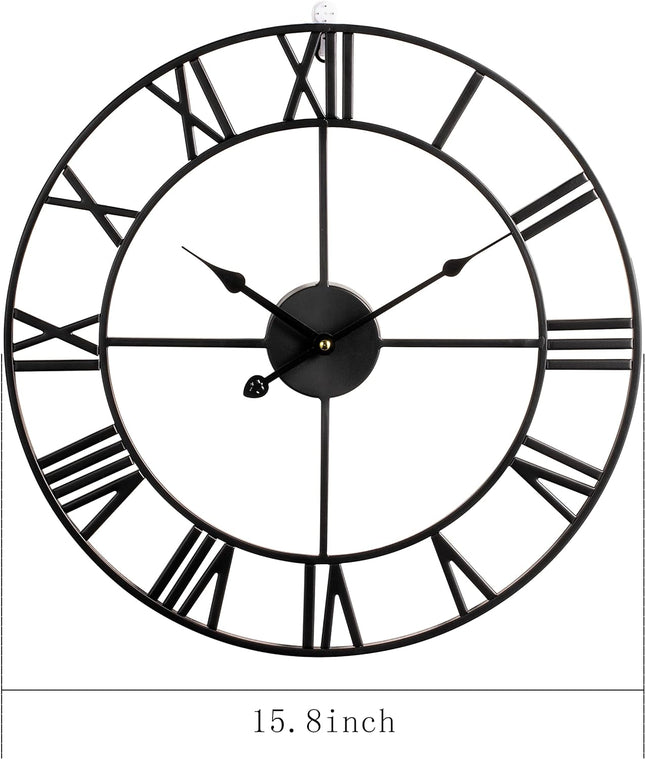 LEIKE Large Wall Clocks for Home Decor,Modern, 16" Round, Rustic, Silent Non Tic