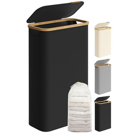 SONGMICS Laundry Hamper with Lid, Slim Laundry Basket, 17.2 Gallons (65L), Space