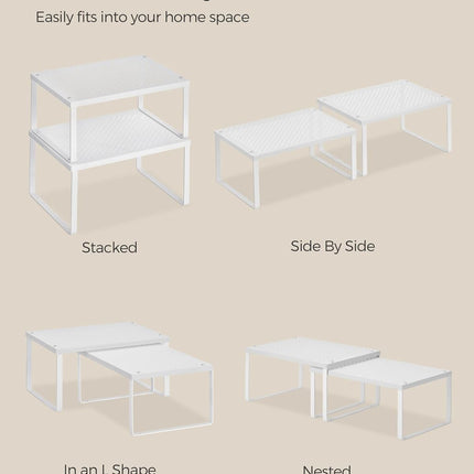 SONGMICS Spice Racks, Set of 2 Metal Cabinet Shelf Organizers, Countertop Organi