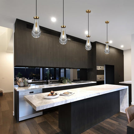 TACDANDM 4.92'' Gold Clear 1-Light Teardrop Glass Pendant Light
