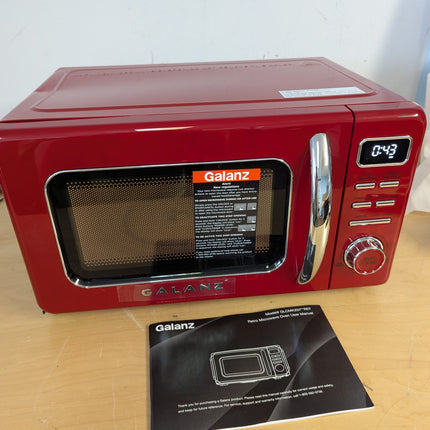 Galanz GLCMKZ09RDR09 Retro Countertop Microwave Oven with Auto Cook & Reheat, De