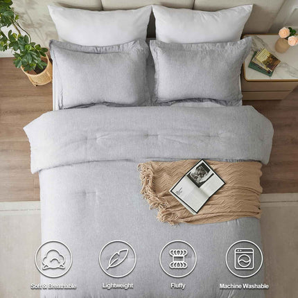 CozyLux Twin Comforter Set Dorm Bedding, 2 Pieces Light Grey Twin Extra Long Sof