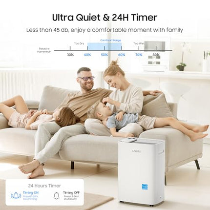 52 Pints Energy Star Dehumidifier for Basement, ANDTE 4500 Sq.Ft Home Dehumidifi