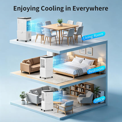 SimerSure 3-in-1 Portable Evaporative Air Cooler with Removable Water Tank, Ice Packs, Timer & Remote Control