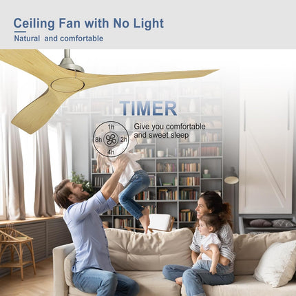 BvenuBigLite Ceiling Fan Without Light: 52 Inch 3 Blade Indoor Outdoor Fan for P