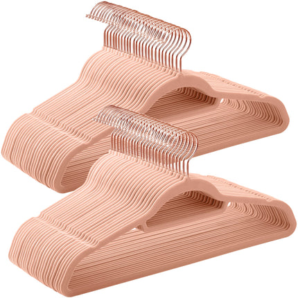 SONGMICS Velvet Hangers, Set of 50 Clothes Hanger with Rose Gold Swivel Hook, No