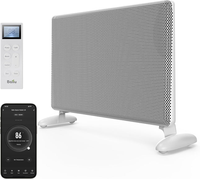 (Black) Ballu Mica Infrared Space Heater Indoor Use,Electric Panel Heater with L