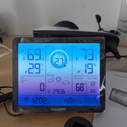 Raddy VP7 Weather Station Indoor Outdoor Thermometer Wireless Color Display Atom