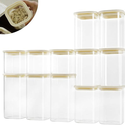CozNido 12pcs Square Pantry Glass Jars with Clear Airtight Lids Kitchen Canister