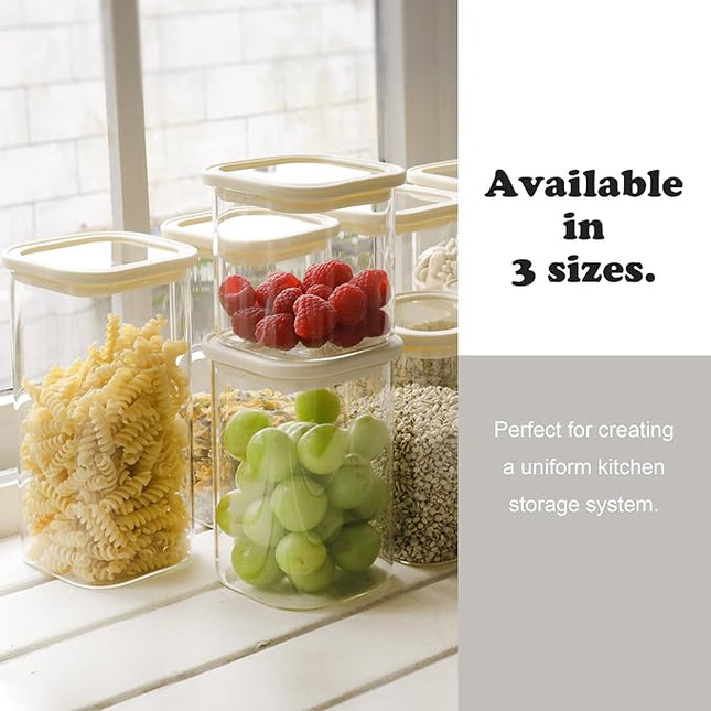 CozNido 12pcs Square Pantry Glass Jars with Clear Airtight Lids Kitchen Canister