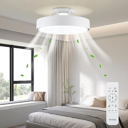 Klmeiday Modern Bladeless Ceiling Fans with Lights and Remote, Reversible, DC Mo