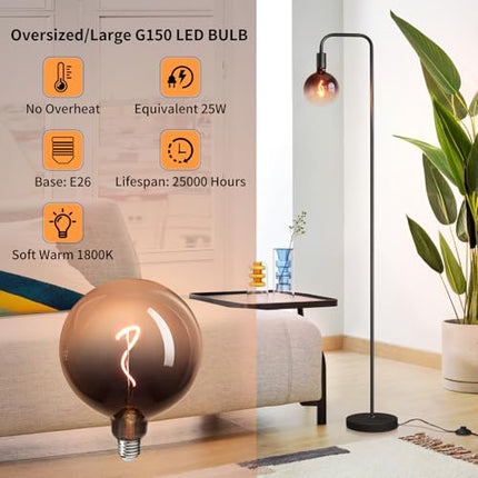 ONEWISH Floor Lamp for Living Room - Minimalist Industrial Standing Lamp with Mo