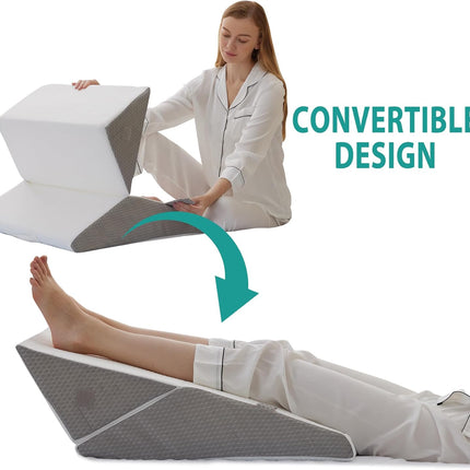 Bedluxe Wedge Pillow for Sleeping, Adjustable 9&12 Inch Foldable Bed Wedge Pillo