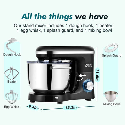 (Cracked lid) Kitchen in the box Stand Mixer, 6.5QT Kitchen Mixer, 6-Speed 660W