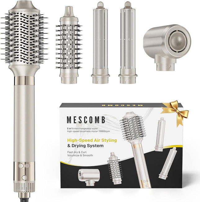 MESCOMB 5 IN 1 Hot Air Styler Hair Dryer Brush, 1500 Watts High Speed Hair Style