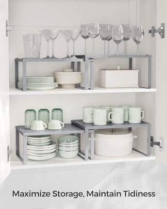 SONGMICS Spice Racks, Set of 4 Metal Cabinet Shelf Organizers, Countertop Organi