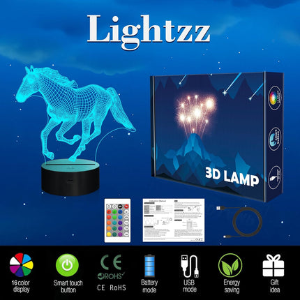3D Horse Lamp for Kids Girls Boys Horse Lover Gifts,16 Color Remote Control LED
