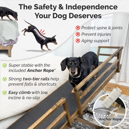 DoggoRamps Dog Ramp for Bed - Adjustable Dog Ramp for High Beds up to 37" Tall w