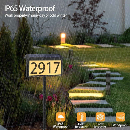 Nazuwke Solar Address Sign, House Numbers for Outside Light Up, 3 Colors Waterpr