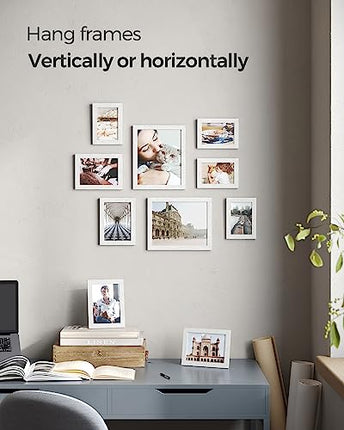 SONGMICS Picture Frames, Collage Picture Frames Set of 10, Two 8x10, Four 5x7, F