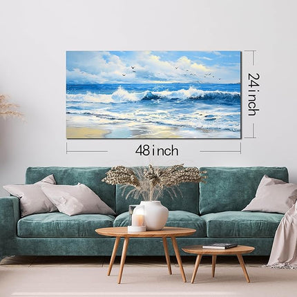 ENTANUB Ocean Wall Art, Size 48x24 Inches