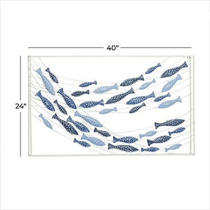 Deco 79 Metal Fish Wall Decor, 40" x 2" x 24", Blue