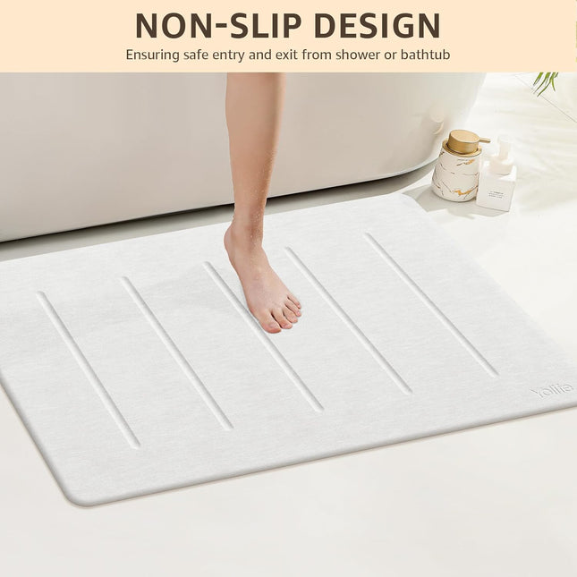 Yolife Stone Bath Mat Large, 32" x 20" Diatomaceous Earth Bath Mat for Bathroom,
