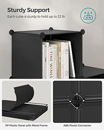 SONGMICS 6 Cube Storage Organizer, DIY Closet Shelf, Plastic Clothes Organizer,