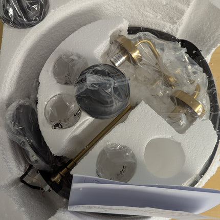 FAULTY Treekee Rustic Chandelier, 17" Black and Gold Finish Glass Cover Luxuriou