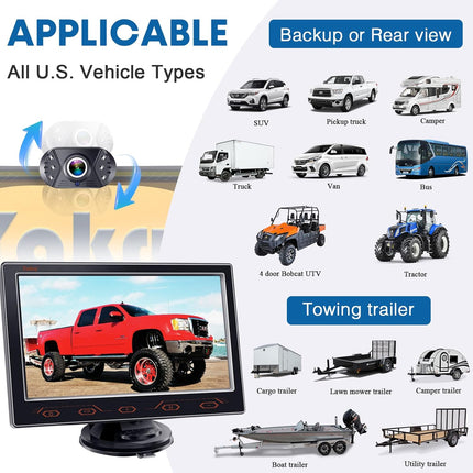 7-Inch Backup Camera for Car, Truck, SUV - HD 1080P Rear View System, IP69K Wate