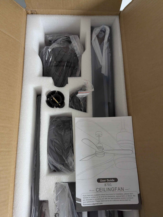 Forrovenco 52 Inch Black Ceiling Fan, 3-Blade Outdoor Ceiling Fans with Lights a