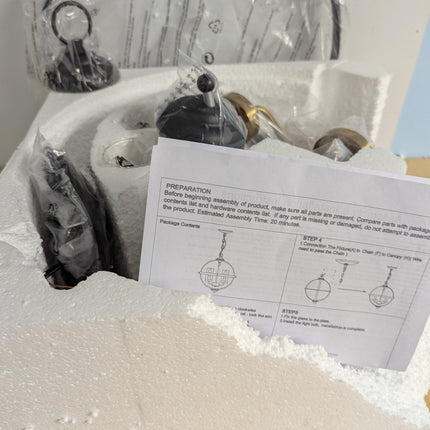 FAULTY Treekee Rustic Chandelier, 17" Black and Gold Finish Glass Cover Luxuriou