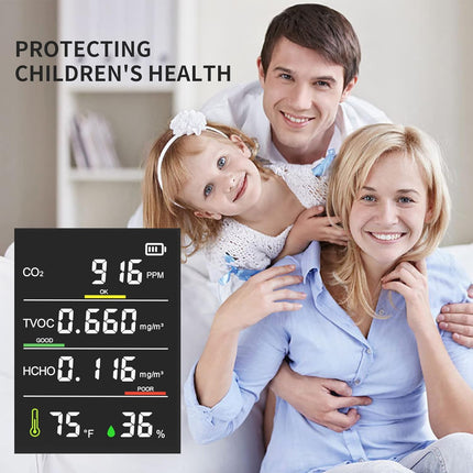 5-in-1 Professional Indoor Air Quality Monitor Indoor Portable CO2 Monitor | Tem